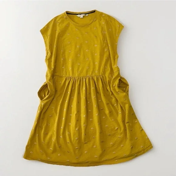 Boden Yellow Jersey T-Shirt Dress With Gold Honeycomb - Women’s US 12R (UK 16R) - Picture 5 of 11